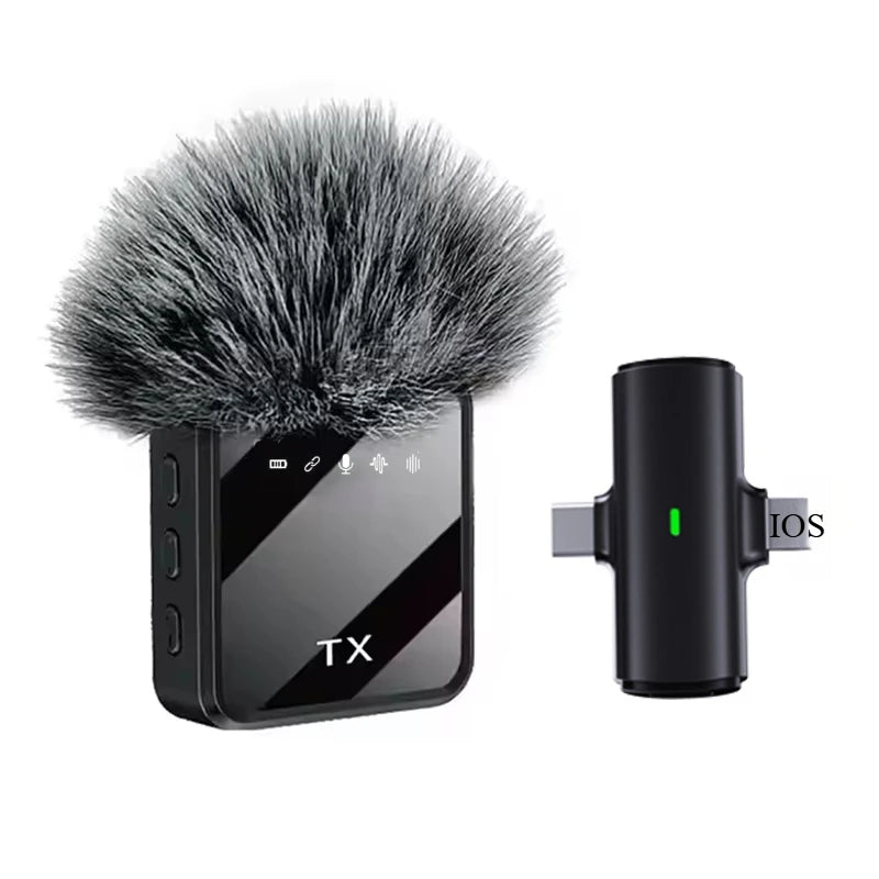 Mini Wireless Microphone for iPhone Android Cameras Wireless Microphone for Interviews Vlog Noise Cancelling Lavalier Microphone