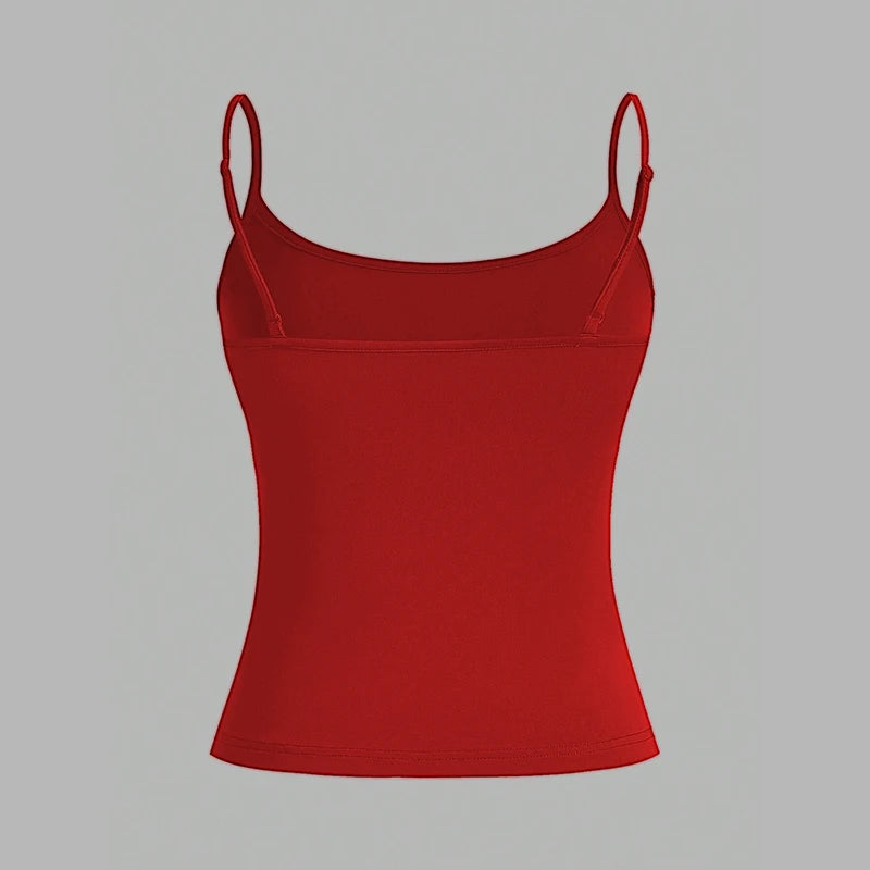 Summer New Simple Solid Color Strap Women's Fashion Versatile and Sexy Bareback Camisole With Adjustable Shoulder Straps Tops