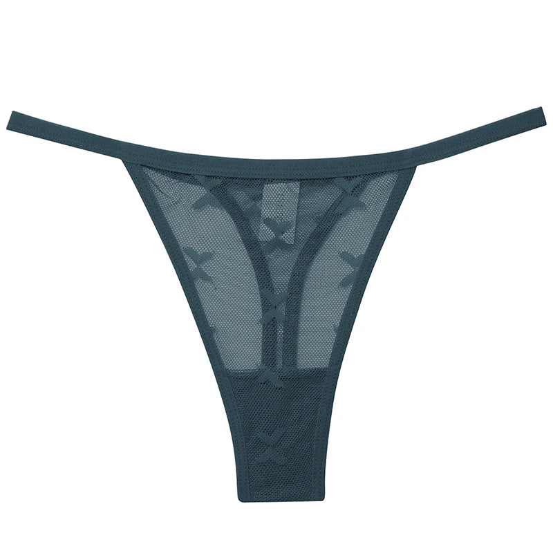 2PCS/Set Mesh G-String Women's Panties Transparent Underwear Women Seamless Thong Female Underpants Intimates Lingerie S-XL