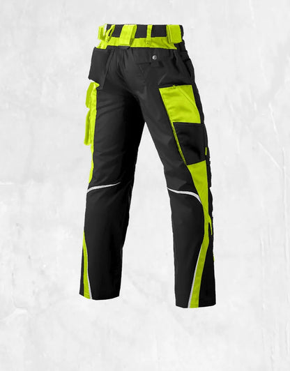 Men's Work Pants with Multi Pockets Two Tone Construction Pants with Reflective Stripes Cargo Pants Zipper Front Work Wear Pants