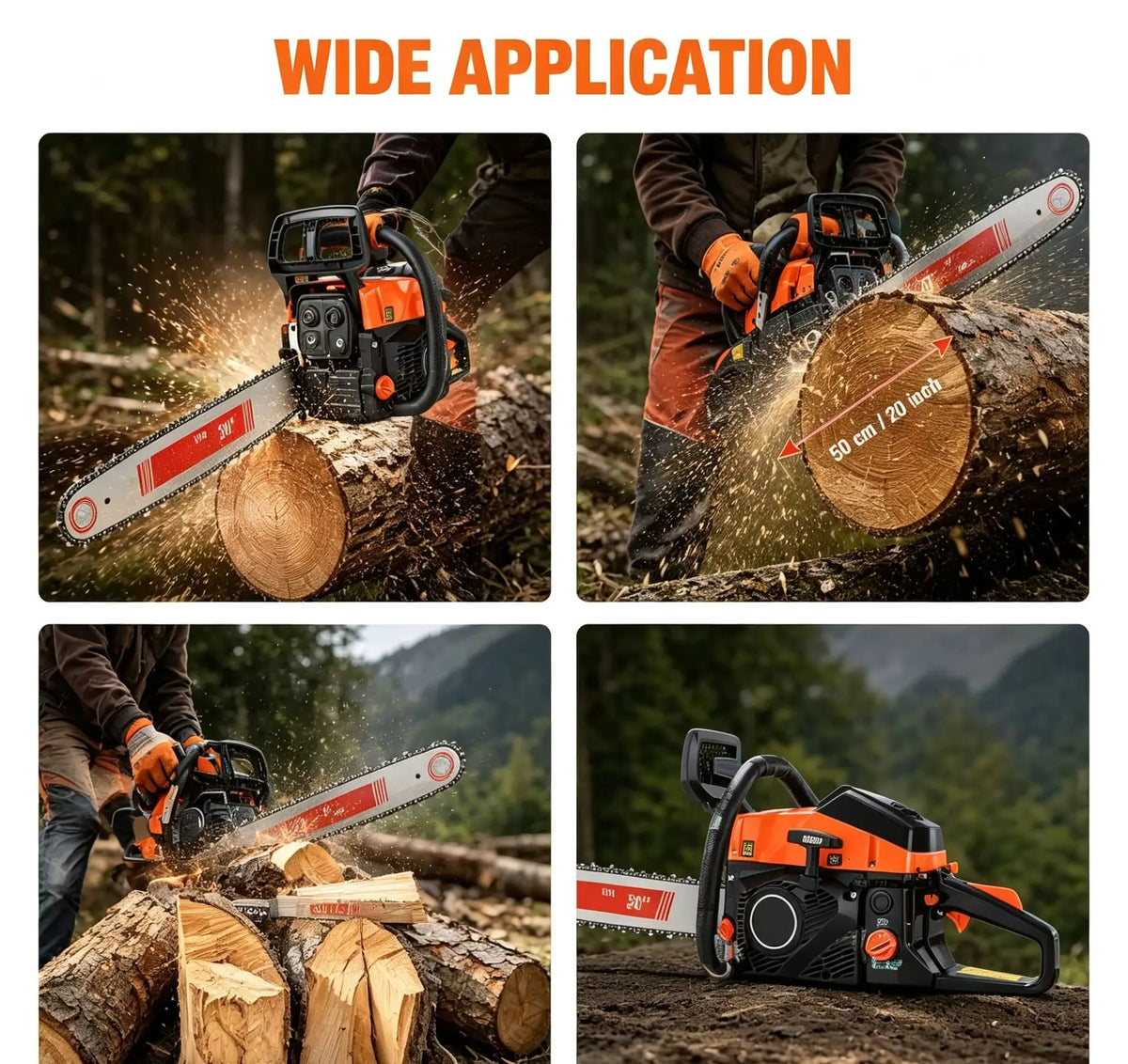 6000W 2-Stroke 20 Inch Gas Powered Chainsaw, 68CC Heavy Duty Logging Saw, Anti-Vibration Petrol Chain Saw for Farm, Garden & Tree Felling