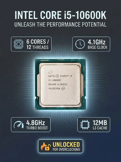 Intel Core i5 10600K Box CPU Processor i5 10th Gen Series 4.1GHz 6-Core 12-Thread L3 12MB 125W LGA 1200