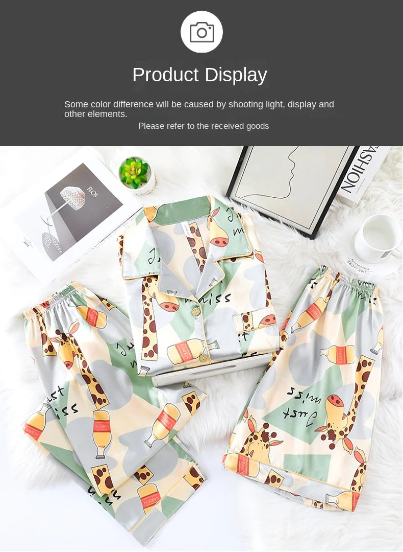 Fashion Summer Autumn 3 Piece Silk Men Pajamas Set Short Sleeve Shorts Oversize Homewear Lapel Collar Loungewear Pijamas for Man