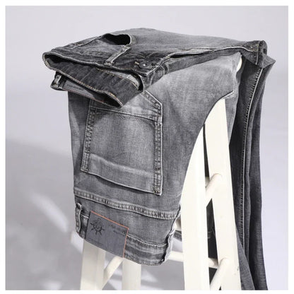 Tunna stretchiga denimjeans för män