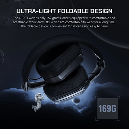 EKSA G19BT 2.4GHz Wireless Gaming Headphones Bluetooth 5.4 3.5mm Headset 30ms Low Latency 40mm RGB Hidden Mic 35H Foldable PC