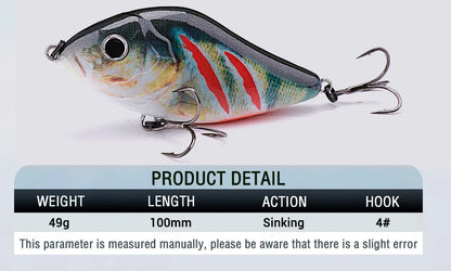 GOBASS Slider Jerkbait 6cm/8cm/10cm Slow Sinking Musky Wobbler Pike VIB Hard Bait Crankbait Plastic Fishing Lures Pesca Leurre