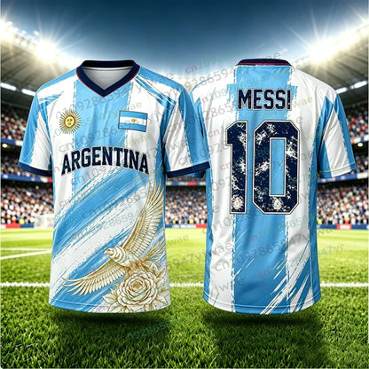 2026 Special Messi 10 Football Jersey Tee Shorts Set Women Men Harajuku Argentina Fans Shirt and Shorts Summer Kids 2 Piece Set