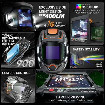 ANDELI automatisk svetsmask med true color och stort synfält