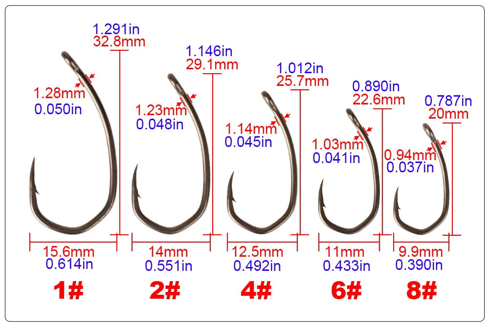 Hirisi 8041 50Pcs PTFE Coated Fish Hook High Carbon Stainless Steel Anti-Rust Sharp Point Barbed With Eye for Fishing Accessory
