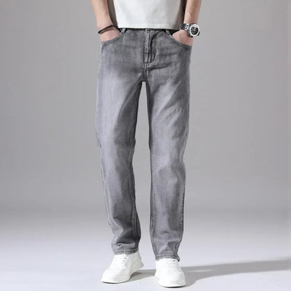 Tunna stretchiga denimjeans för män