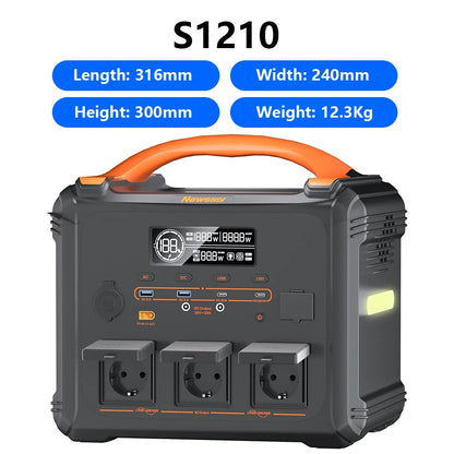 [Shipped From Within Europe]Newsmy S1210 Portable Power Station 1102.5Wh Capacity LiFePO4 Battery with 2500+ Cycles 2000W Rated Power 12 Output Ports Smart HD LCD Display LED Lighting