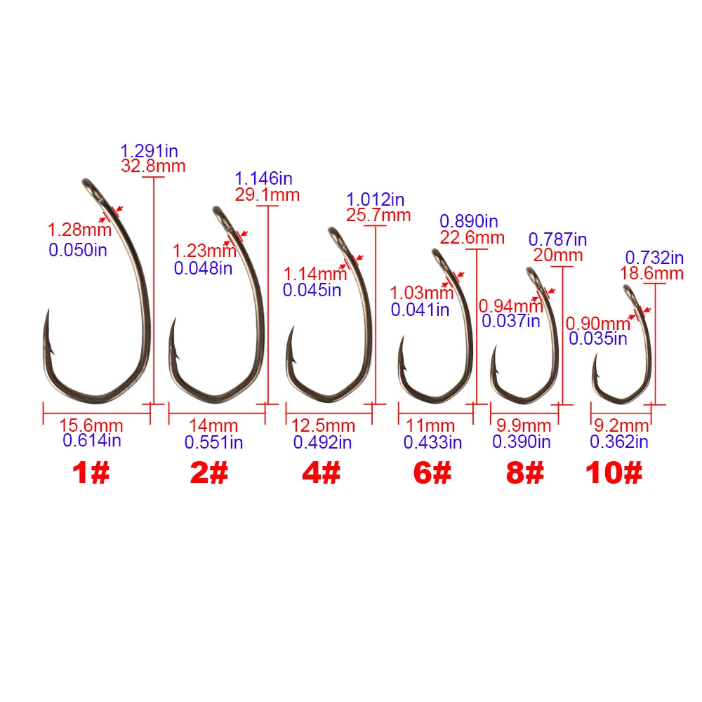Hirisi 8041 50Pcs PTFE Coated Fish Hook High Carbon Stainless Steel Anti-Rust Sharp Point Barbed With Eye for Fishing Accessory