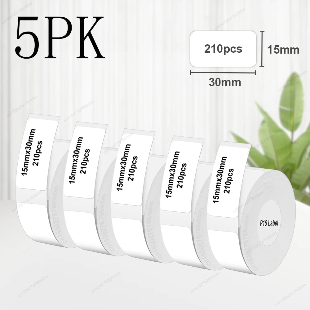 Termiska Etikettrullar P15 – Kompatibla med Marklife P15 P12 Phomemo D30 DELI Q2 – Vit Rosa Gul Blå Transparent Kabel 3/5/10-pack 2026