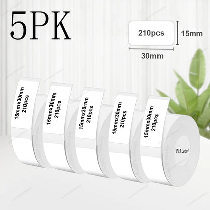 Termiska Etikettrullar P15 – Kompatibla med Marklife P15 P12 Phomemo D30 DELI Q2 – Vit Rosa Gul Blå Transparent Kabel 3/5/10-pack 2026