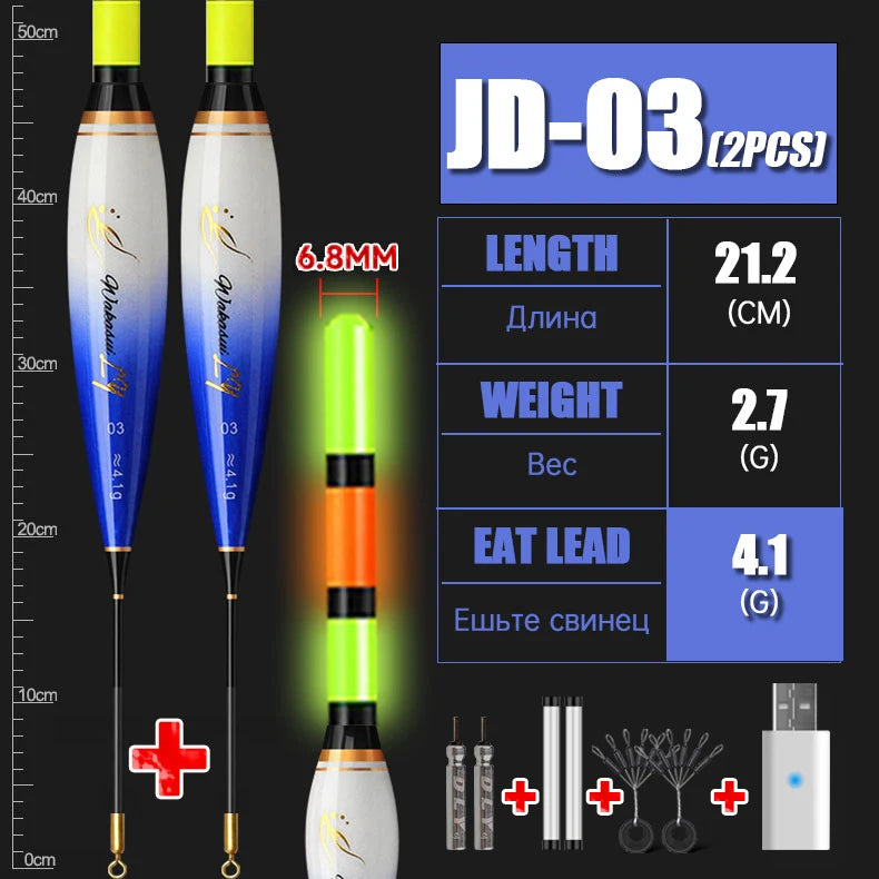 2024 New 2-Piece Luminous Fishing Float With High Sensitivity Short Electronic Rock Fishing Float And USB Dual Port Charging Set