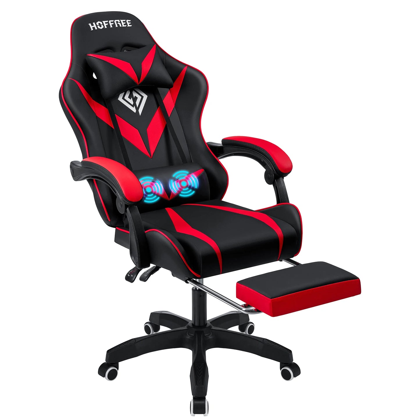 200Lbs Load Gaming Chair with Massage Ergonomic Computer Chair Footrest and Lumbar Support Reclining PC Chair Adjust Armrest