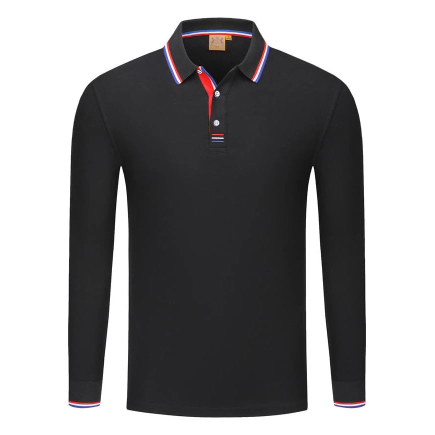 Långärmad Polo-shirt med Eget Tryck eller Logotyp – Unisex S–4XL (Asian)