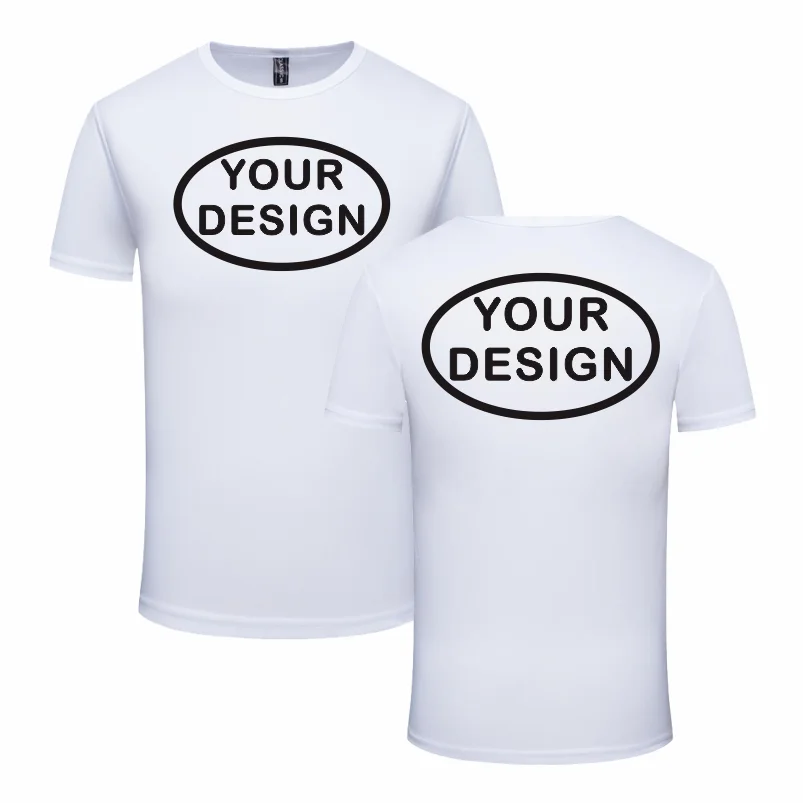 Eget tryck fram & bak, snabbtorkande t-shirt med logotyp, text eller foto – reklamkläder