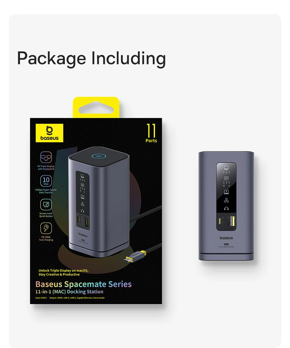 Baseus 11/12-i-1 USB-C-docka med flera skärmutgångar och PD