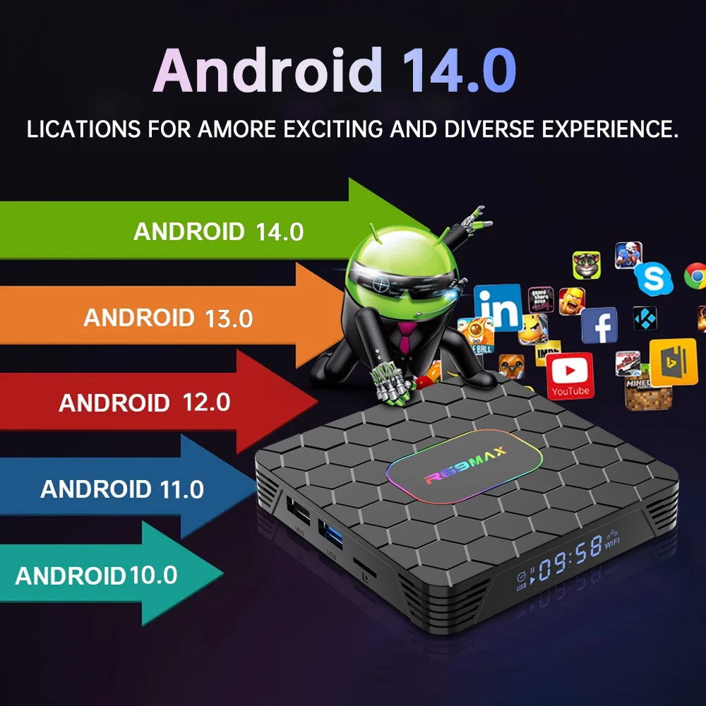 2026 New Smart TV Box T1+ RK3518 Android 14 WiFi 6 BT 5.4 Dual UI Interface 4K Ultra HD  Smart Media Player