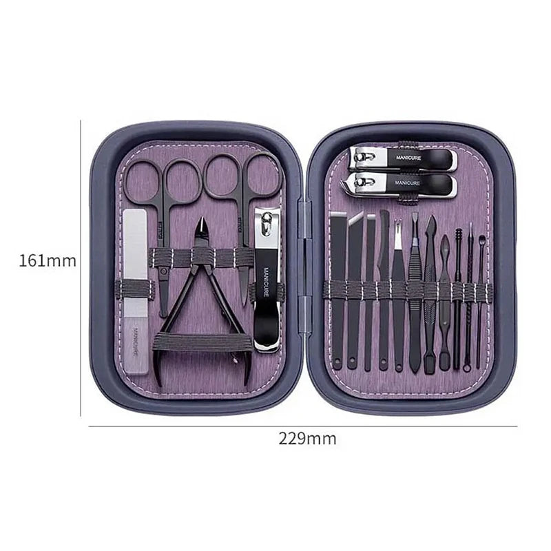 Professional Nail Kit 18 In 1 Manicure Set Nail Clipper Scissors Quality Stainless Steel Personal Care Manicure Complete Kit