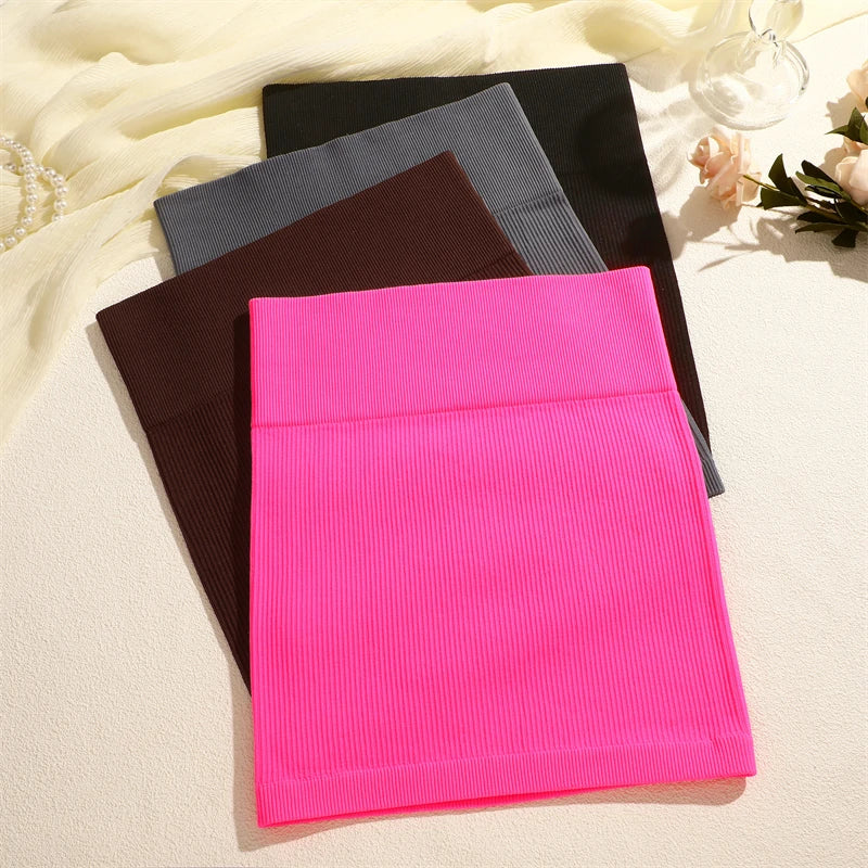 Women Ribbed Sexy High Waist Mini Slim Skirt,Versatile for Office Pencil Skirt Solid Color Soft Stretchy Short Skirt All-Season