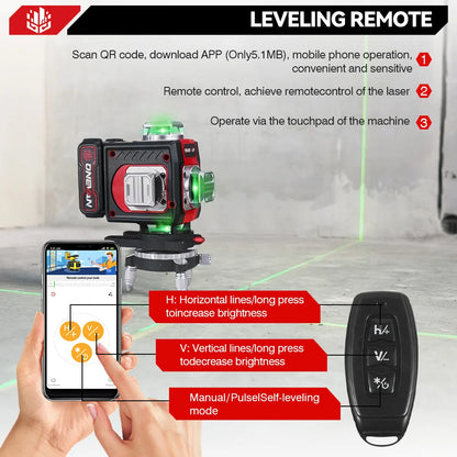 ONEVAN 4D 16 Lines Leveling Laser Levels Portable Rechargeable Professional Horizontal And Vertical Level With Tripod Power Tool