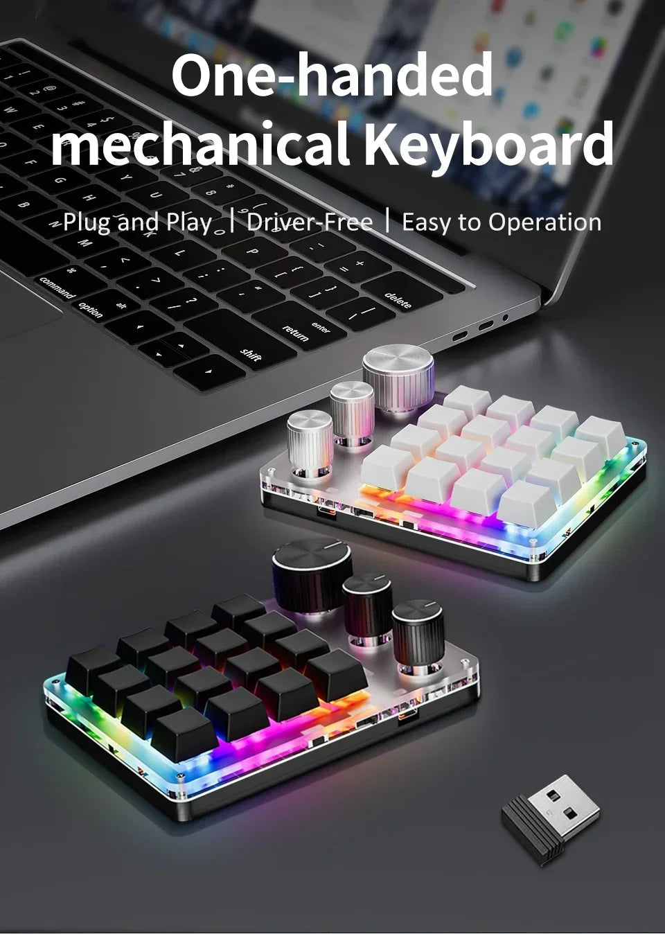 Bluetooth Macropad Macro Mechanical Keyboard 16 Keys 3 Knob RGB Mini Gaming Custom Programming Hotswap Keypads For Photoshop