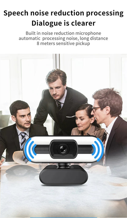 USB-webbkamera med mikrofon och utfyllnadsljus – 2K/4K-val