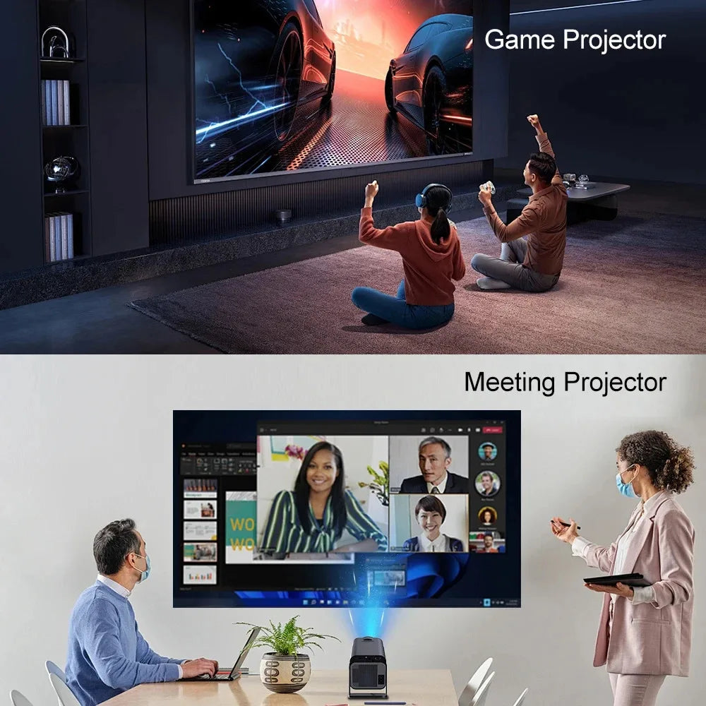 HY320 Mini Video Projector Native 720P Android 11 Projectors 300ANSI Wifi6 Cinema Outdoor Portable 180° Rotable BT5.0 4K Movie