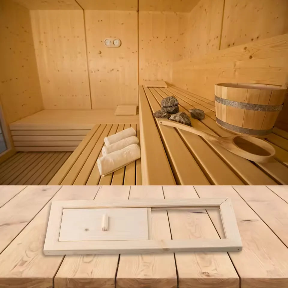 Sauna Air Vent Wooden Adjustable Sauna Room Equipment Ventilation Panel Blinds Grille Sauna Air Vent for Steam Room