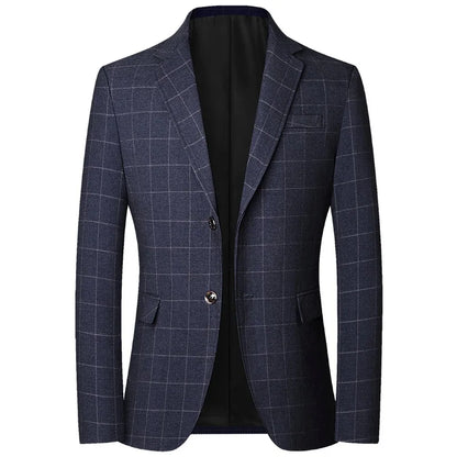 Herr Slim Fit Blazer – Rutig Strükfri Kavaj för Business Casual, Vår & Höst, 3 Färger
