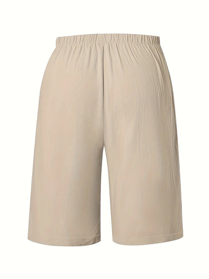 Dam Wide Leg Byxor Knälång – Elastisk Midja Dragsko Casual Vår/Sommar, 5 Färger S–XXL