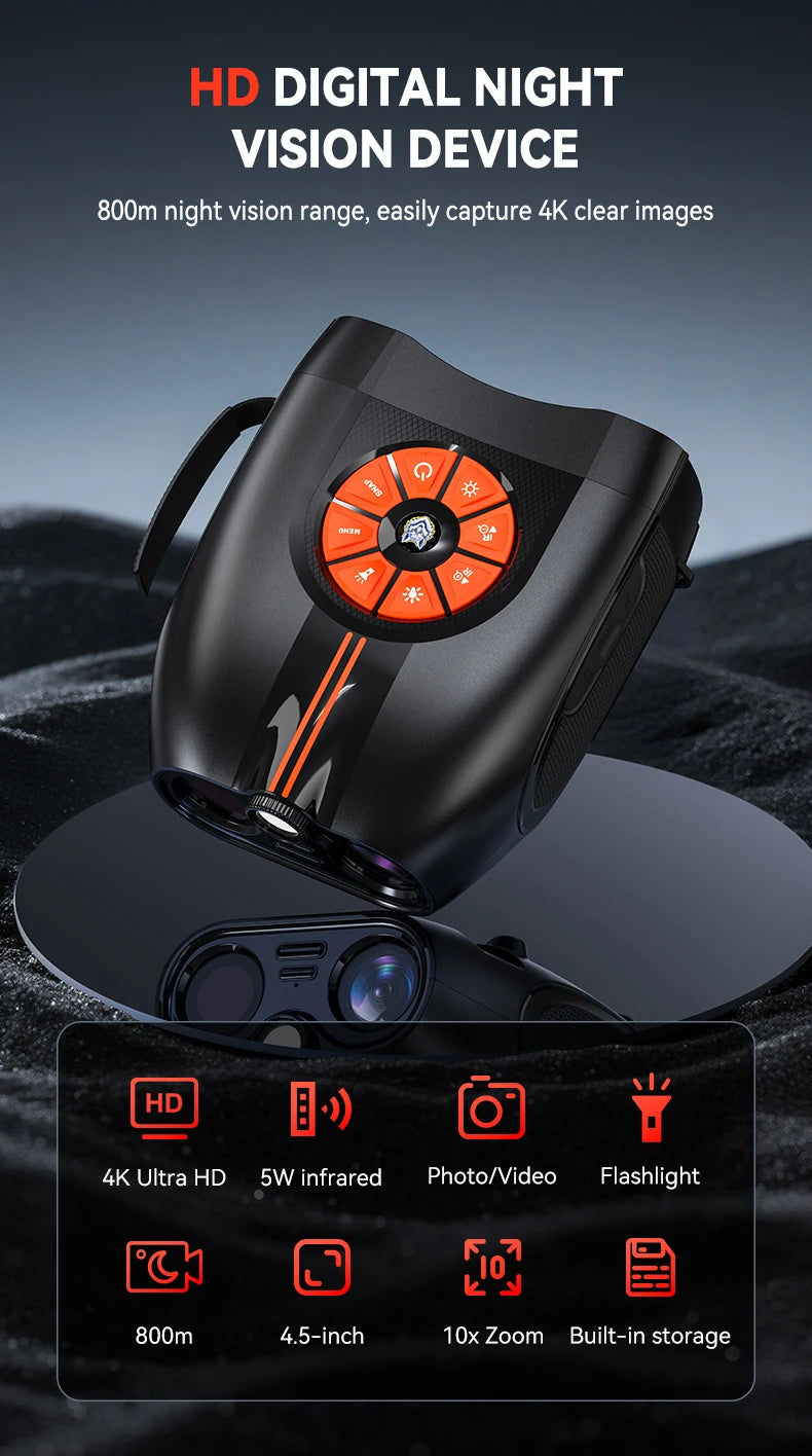 Night Vision Goggles for Adults 4.5" HD Large Screen 5W Infrared Night Vision Binoculars With Tactical Light Day Night Use Gifts
