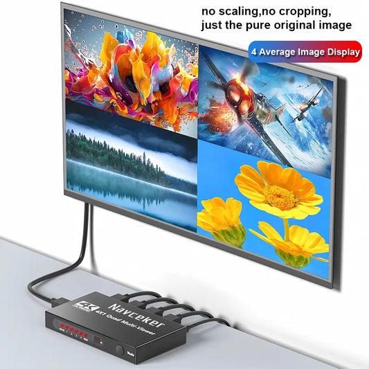 Navceker HDMI-multiviewer 4x1 med 9 visningslägen