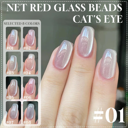 MIANEL 12ML Hibiscus Purple Cat Eye Gel Nail Polish Super Whitening Glass Beads Cat Eye Nails Purple Nials Blue Nails 1-12PCS