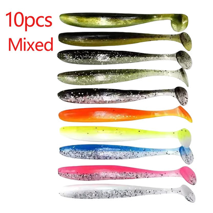 10pcs/Lot Fishing Lure T Tail Worm Soft Bait Jigging Wobblers Tackle Bass Pike Artificial Silicone Swimbait 55mm 70/90mm 120mm