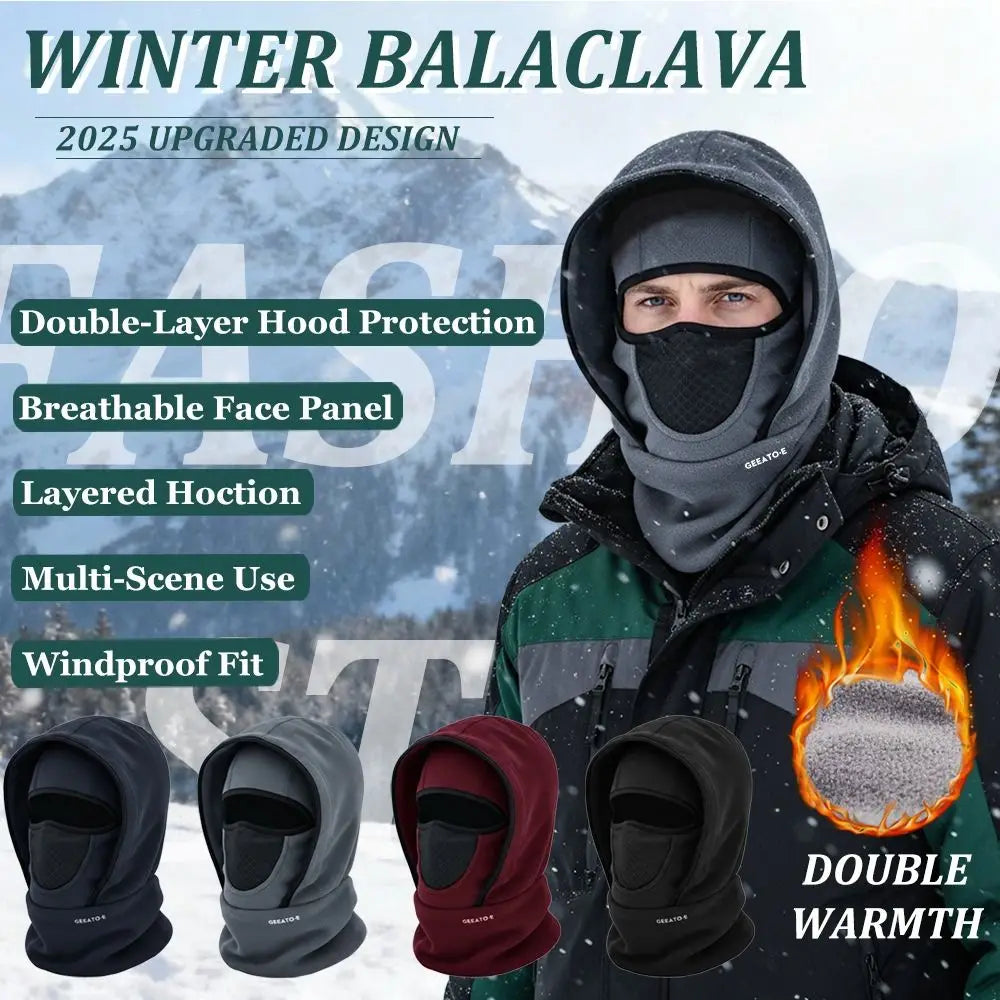 Vattentät balaklava i polarfleece med huva och halsvärmare