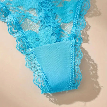 3Pcs Sexy Lace Women Thongs Transparent Women Panties Sexy Underwear Solid Floral G-String Size XS-XL Female Underpants Lingerie