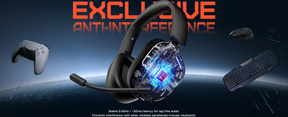 NUBWO HG04 Trådlöst Gaming Headset – Dubbel 2.4GHz & Bluetooth 5.3 80h Batteritid 3 EQ-lägen Riktad Mikrofon PS5 PC Xbox Switch
