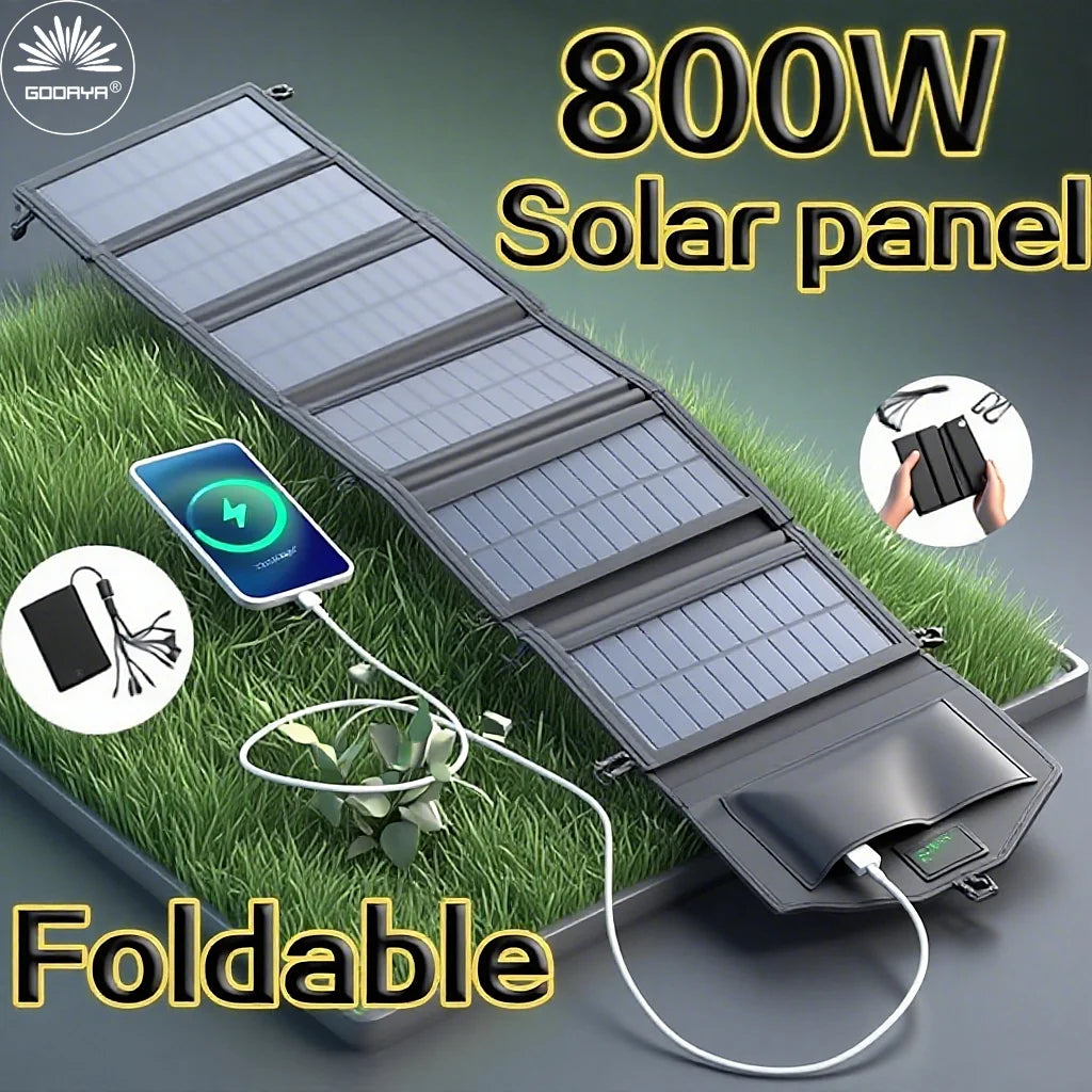 Hopfällbar Solpanel 20W – 6 Paneler, USB 5V, IP65, Monokristallin, Camping & Friluftsliv