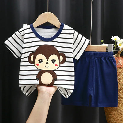 Summer Donald Duck Cartoon 2-Piece Boys Tracksuit Casual Kids Clothing Set T-shirt And Shorts Children 1-4 Years