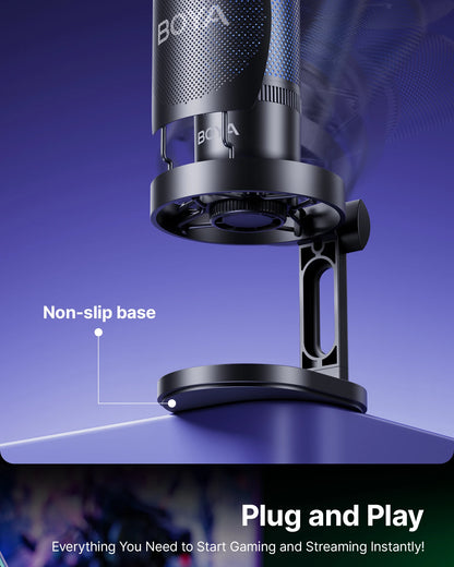 BOYA K3 USB Dektop Microphone with Noise Cancellation/Gain/RGB for Podcasting Live Streaming on iPhone Smartphone/PS4,5/Mac/PC