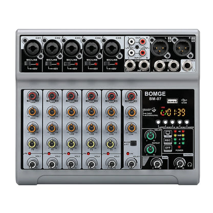 BOMGE BM-07 7-kanals ljudmixer med USB och Bluetooth
