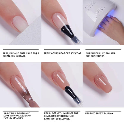 1/6Pcs 15ml Jelly Ice Nude Peelable Polish, UV/LED - Set, Formaldehyde - Free. Oval, Glossy. Good for Salon & DIY