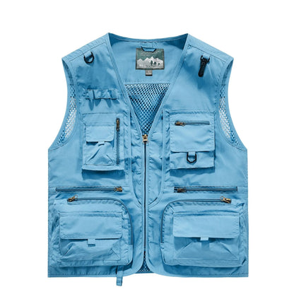 Fishing Vest Breathable Fishing Travel Mesh Vest with Zipper Pockets Summer Work Vest for Outdoor Activities