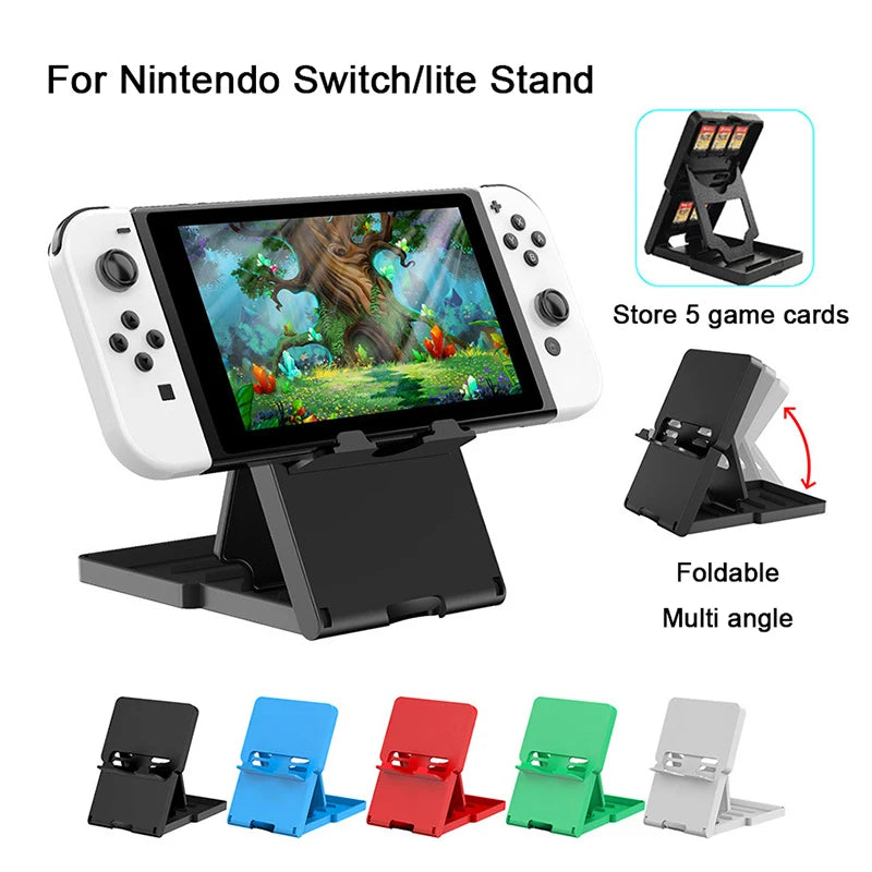 For Funda Nintendo Switch Lite Stand Foldable Bracket with 5 Game Cards Storage for Nintendo Switch OLED Console Display Rack