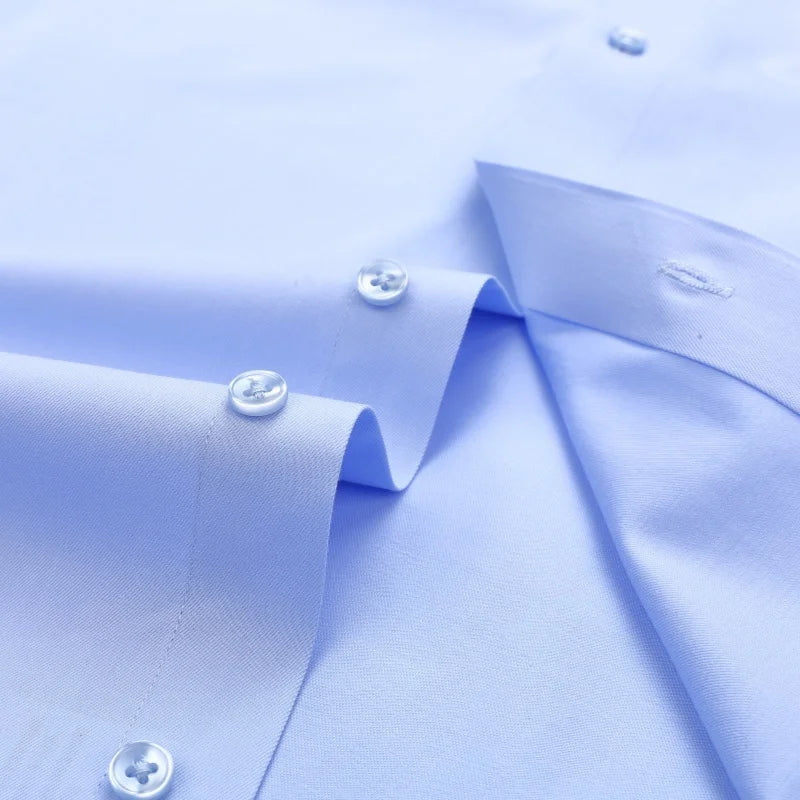 8XL Anti-Wrinkle 80% Cotton 15% Elastic Silk 5% Spandex No-Iron Business Office Soft Cozy Micro Elastic Long-sleeved Shirts Men
