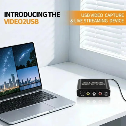 3-i-1 Capture Card USB-C – HDMI + AV/RCA + S-Video 1080p, Digitalisera VHS & Streama Live