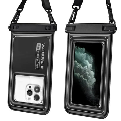 Flytande Vattentätt Mobilfodral med Crossbody-rem – Dubbelhake, Touchkänslig, 10 Färger, upp till 6,9"